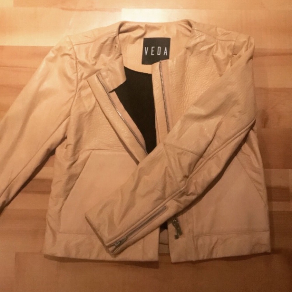 VEDA blush leather jacket